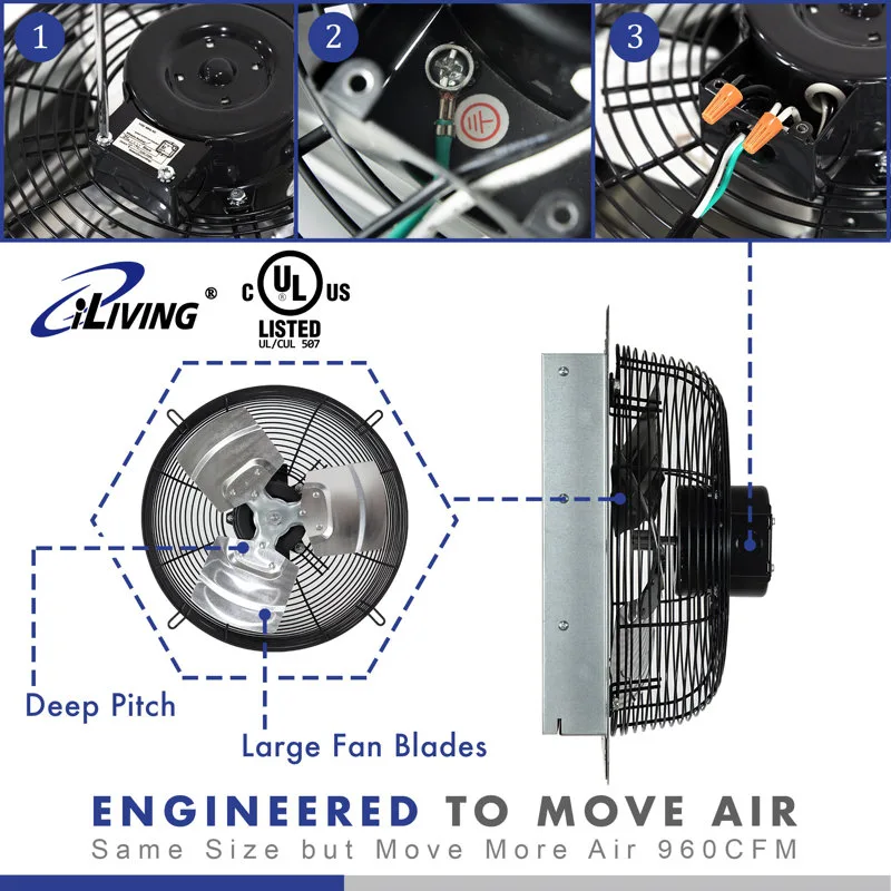 iLIVING ILG8SF12V wall mount fan image 3